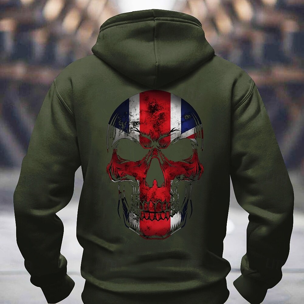 Men’s Skull Hoodie – Streetwear Graphic Sweatshirt | Casual Long Sleeve Crew Neck Pullover 