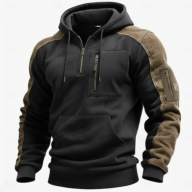 Men's Tactical Full Zip Hoodie – Casual Outdoor Hooded Jacket
