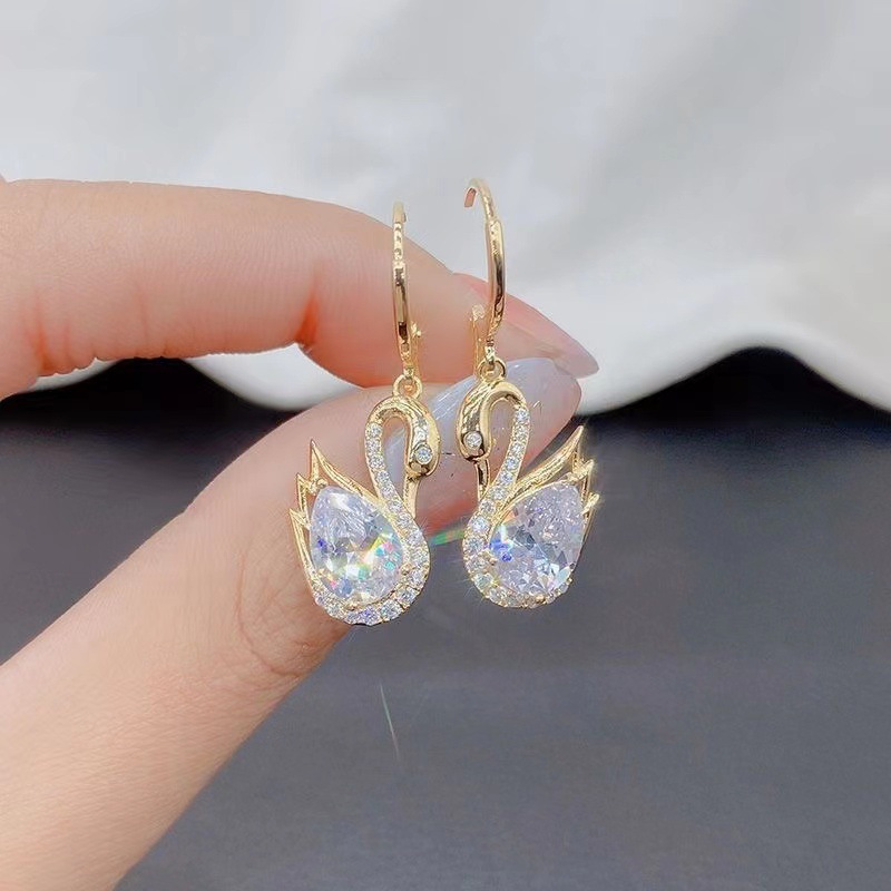 🎁 50% sleva na všechny produkty !✨18K Luxusní křišťálové náušnice labuť💎