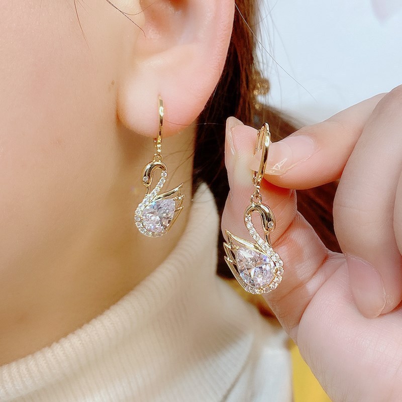 🎁 50% sleva na všechny produkty !✨18K Luxusní křišťálové náušnice labuť💎