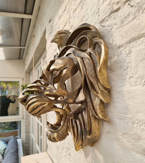 🦁Vzácný nález – nástěnná umělecká plastika s velkou lví hlavou🎁