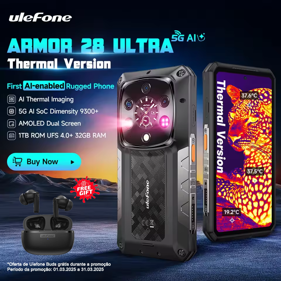 【Limitado】Ulefone Armor 28 Ultra novo smartphone 5G, equipado com MediaTek Dimensity 9300+