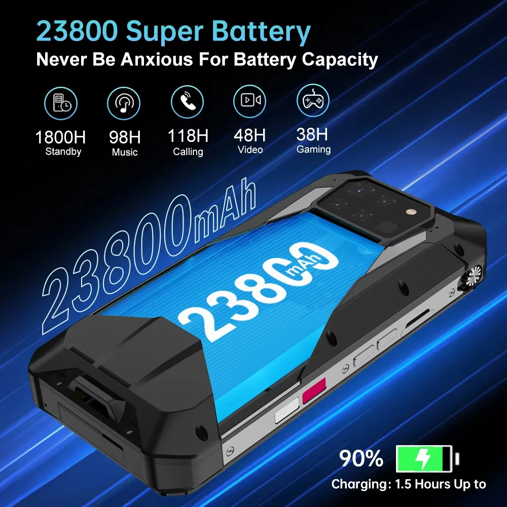 Tank 3 Pro 5G Smartphone robusto com projetor de 100 lumens, ajuste de brilho, tela de 8200Hz, câmera de 64MP com visão noturna e câmera principal de 200MP.
