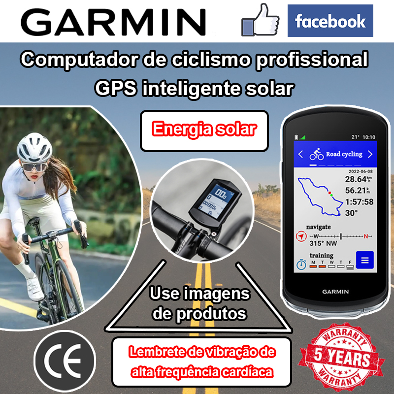 Relógio de ciclismo com carregamento solar Garmin Edge 1040