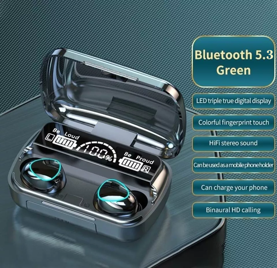 Fones de ouvido Bluetooth M10, com bateria de longa duração, cancelamento de ruído sem fio, para jogos e esporte, TWS intra-auricular