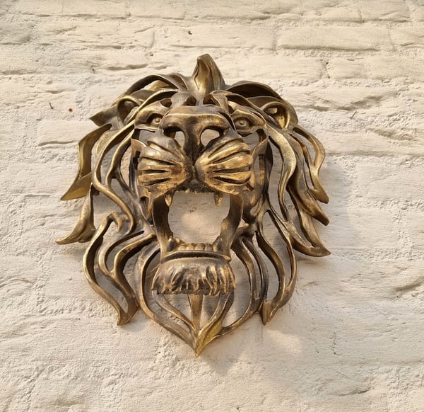 🦁Vzácný nález – nástěnná umělecká plastika s velkou lví hlavou🎁