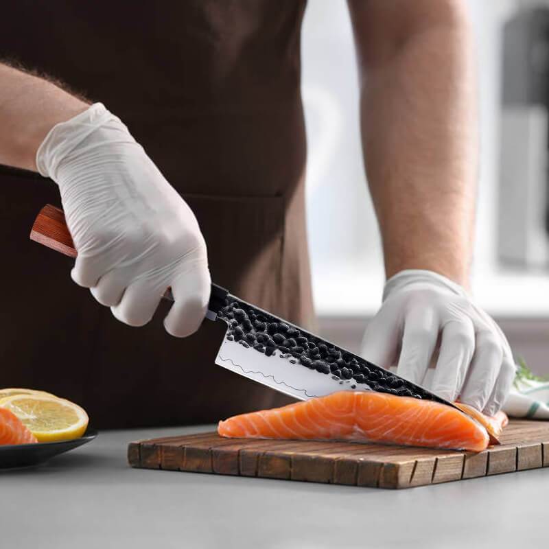 Conjunto de facas de cozinha japonesas, conjunto de faca profissional forjada à mão de 7 peças