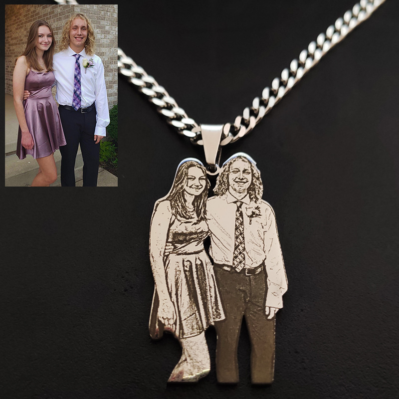 Vlastní obrázek vyrytý náhrdelník pro milovníka domácích mazlíčků Personalizovaný náhrdelník Foto přívěsek Sterling Silver