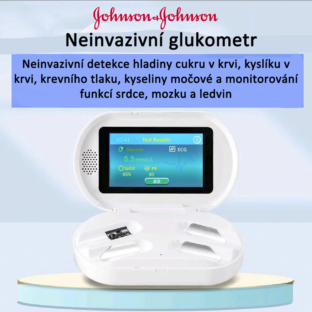 Nový typ neinvazivního glukometru společnosti Johnson & Johnson, který měří hladinu cukru v krvi včas bez nutnosti propichování prstů