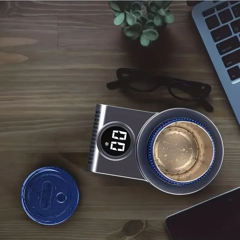 Caneca Inteligente 2 Em 1, Controle De Temperatura Para Aquecer E Resfriar No Carro Com Display De LED, Ideal Para Café, Chá, Água, Leite, Cerveja E Muito Mais