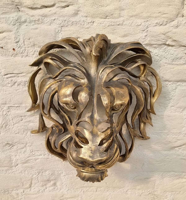 🦁Vzácný nález – nástěnná umělecká plastika s velkou lví hlavou🎁