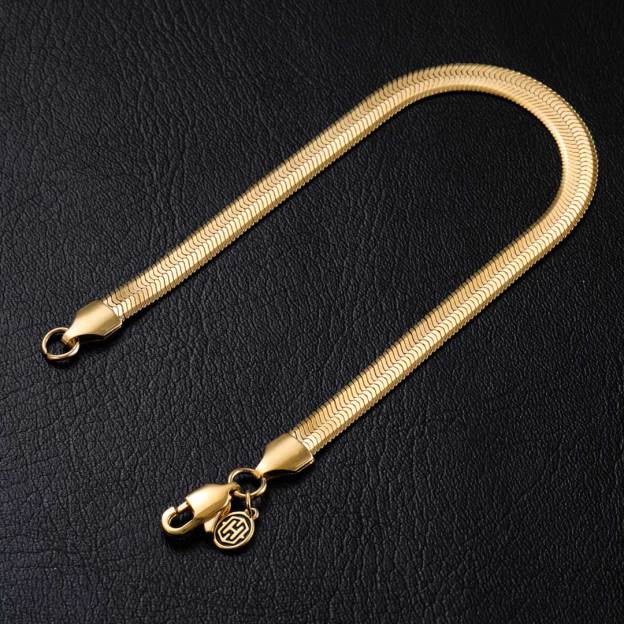 6mm Herringbone Bracelet in Gold