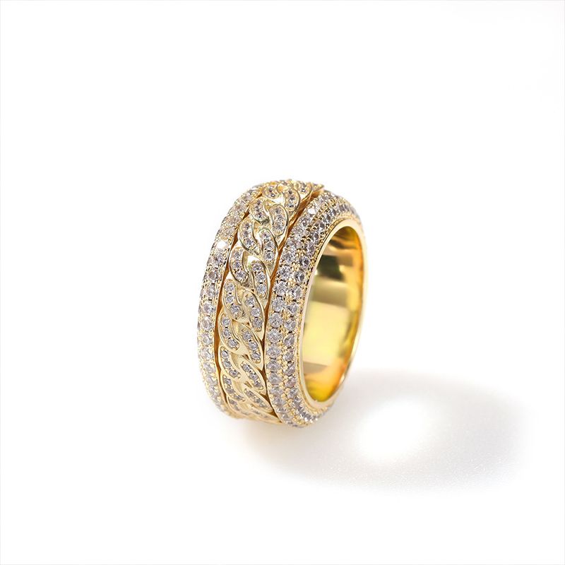 Rotatable Cuban Ring in Gold