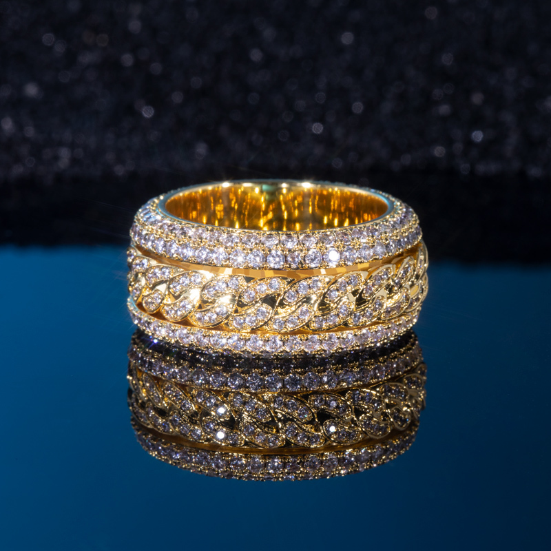 Rotatable Cuban Ring in Gold