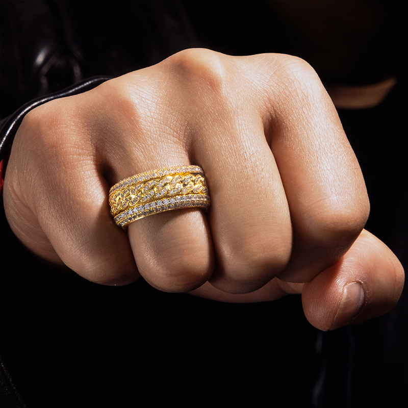 Rotatable Cuban Ring in Gold