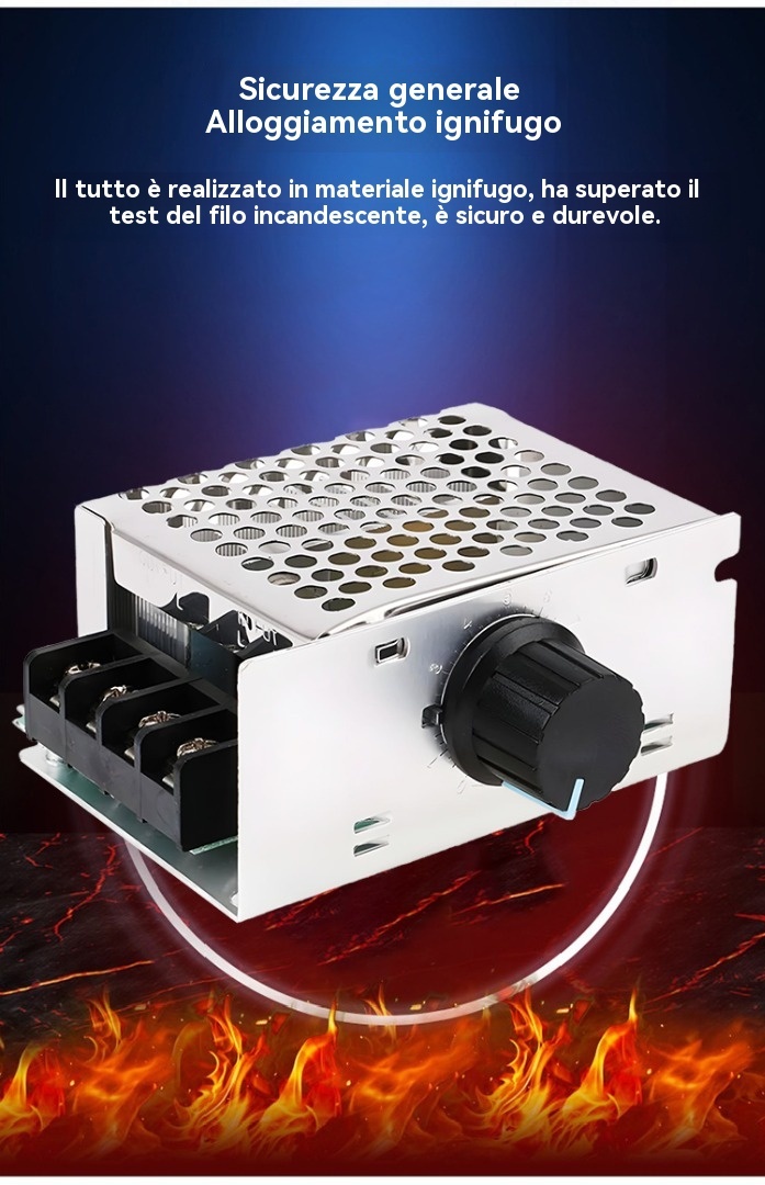 【2/4/6 PZ】Regolatore di tensione elettronico ad alta potenza regolabile SCR da 4000 W / Regolazione della velocità / Regolazione della temperatura - con custodia assicurativa