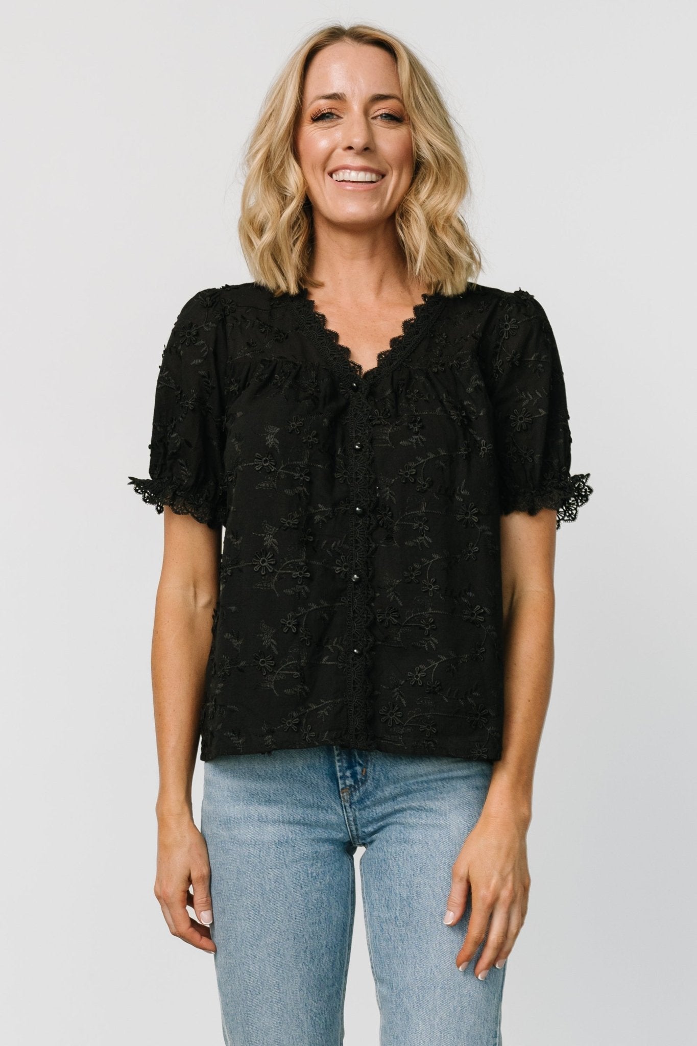 Pauline Embossed Top | Black-My Beautiful Style
