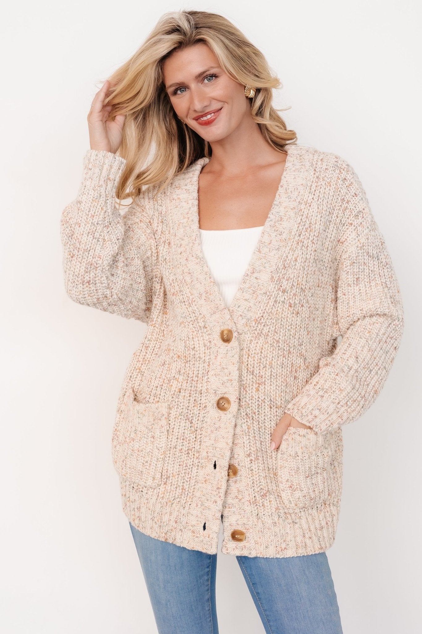 Phillis Chunky Knit Cardigan | Oatmeal Multi-My Beautiful Style