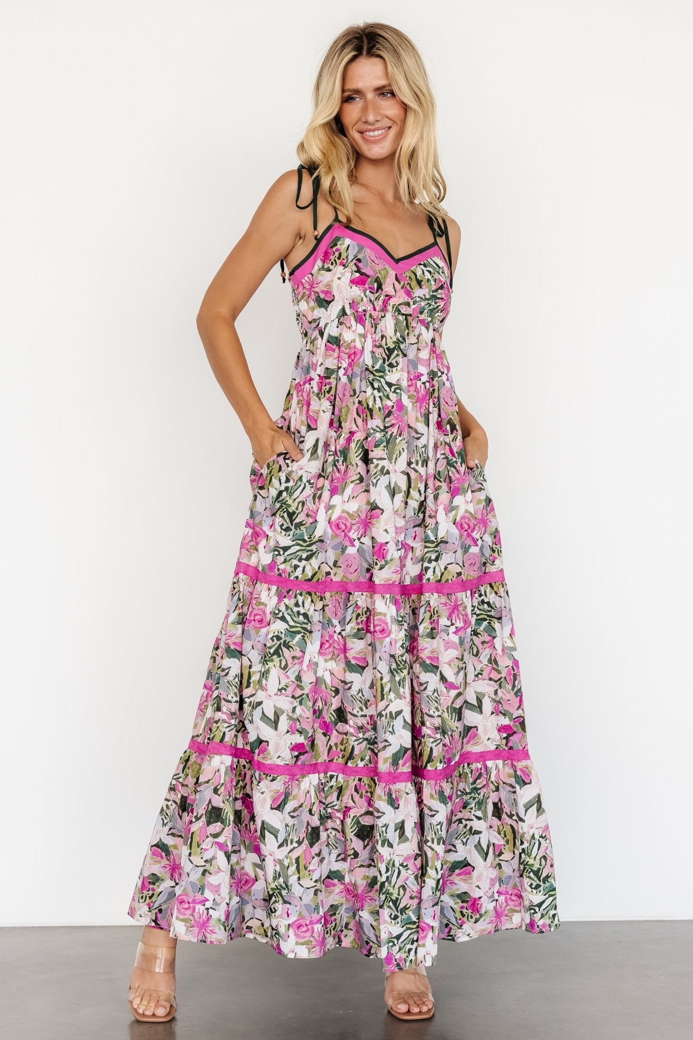 Pierrette Maxi Dress | Pink Multi-My Beautiful Style