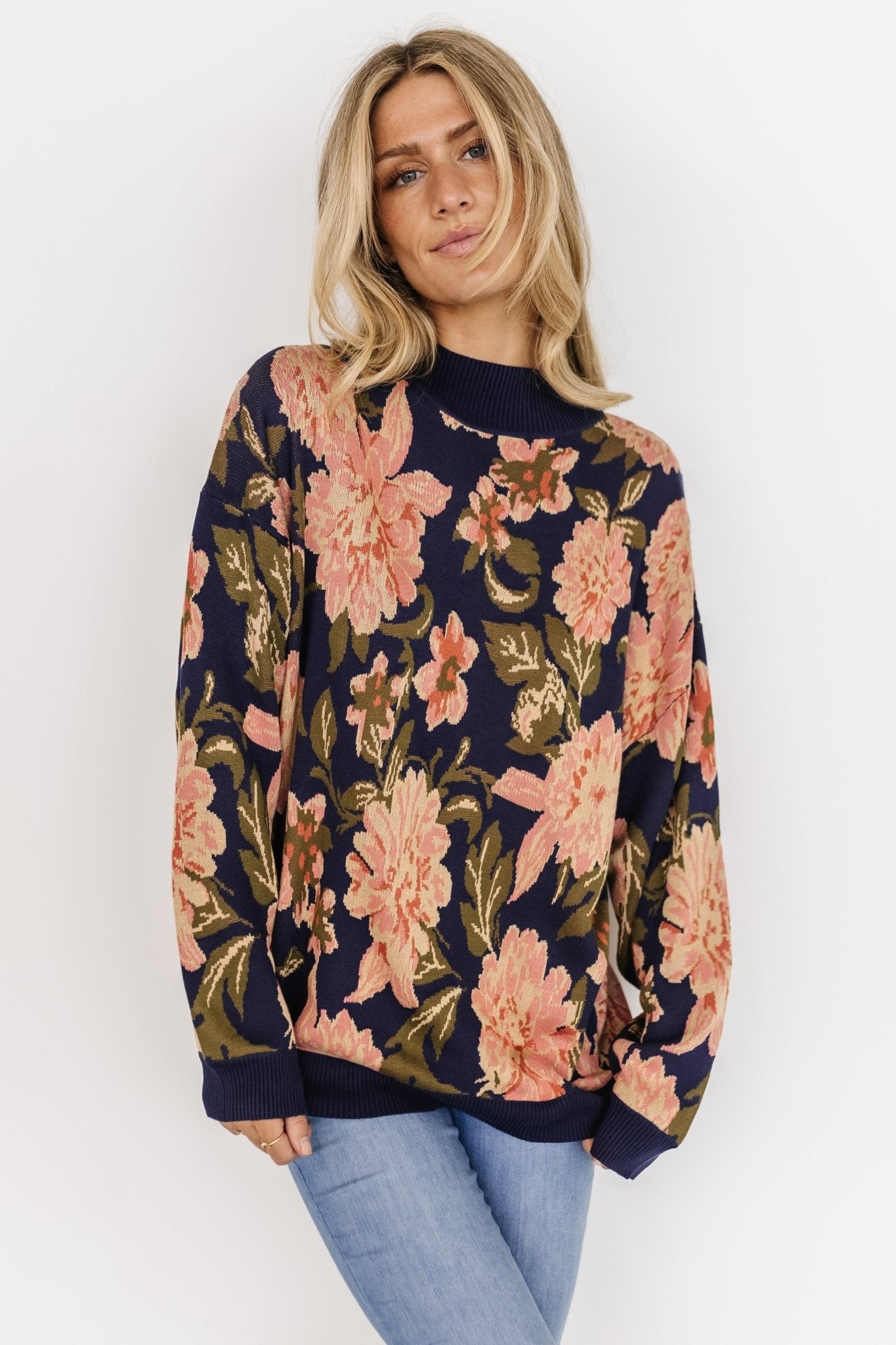 Polly Sweater | Navy Multi Floral-My Beautiful Style