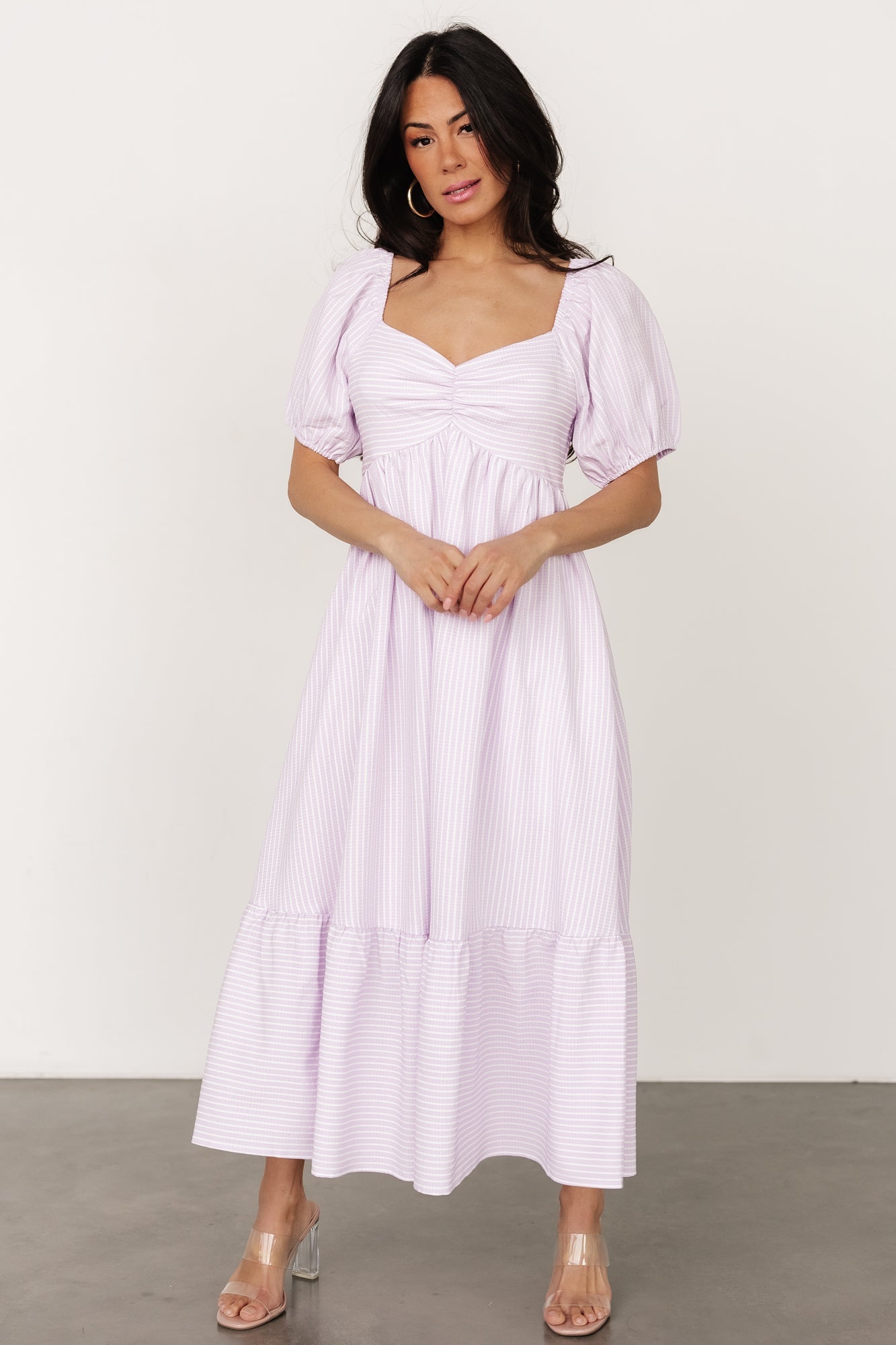 Poppy Midi Dress | Lavender + Off White-My Beautiful Style