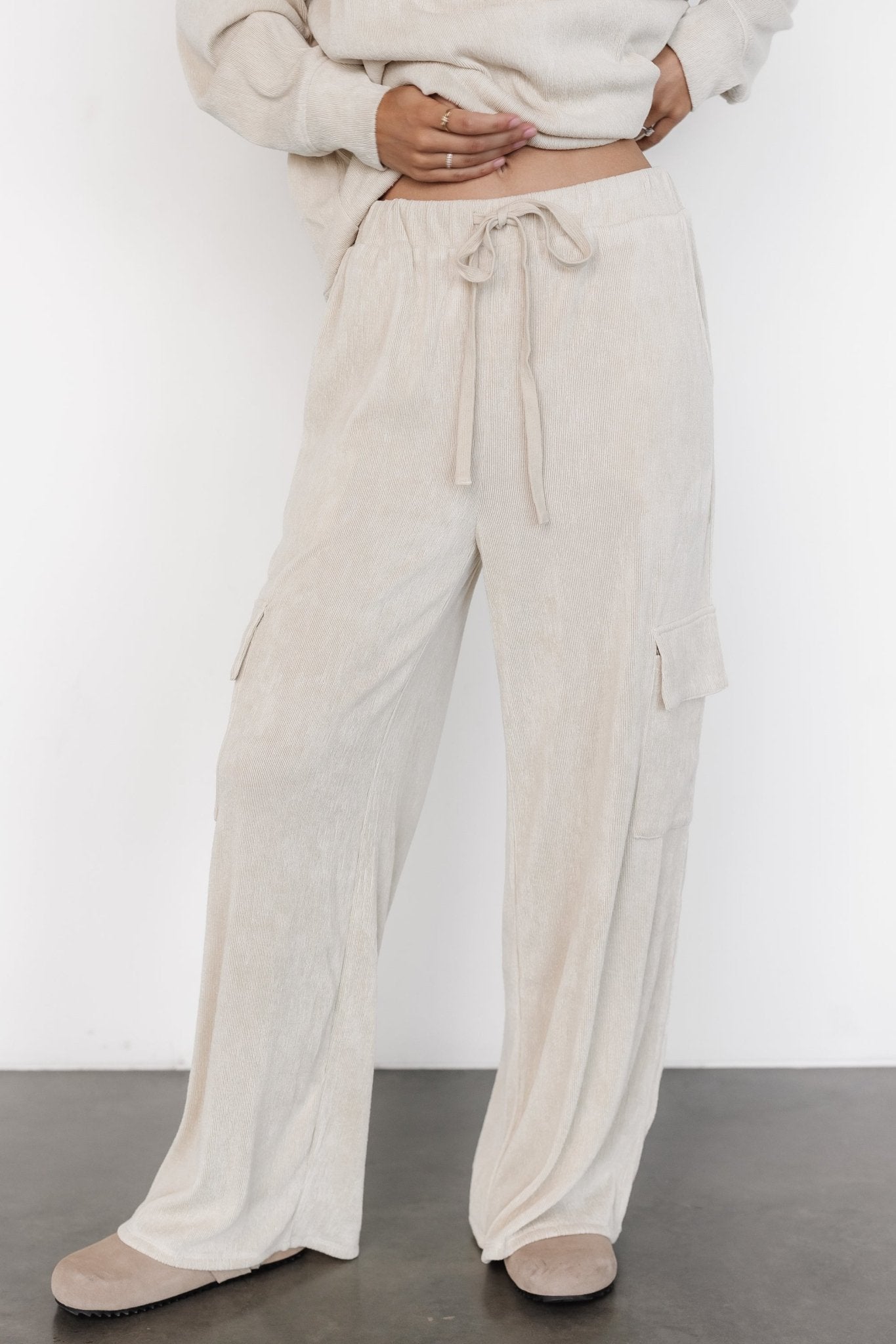 Portland Knit Cargo Pants | Natural-My Beautiful Style
