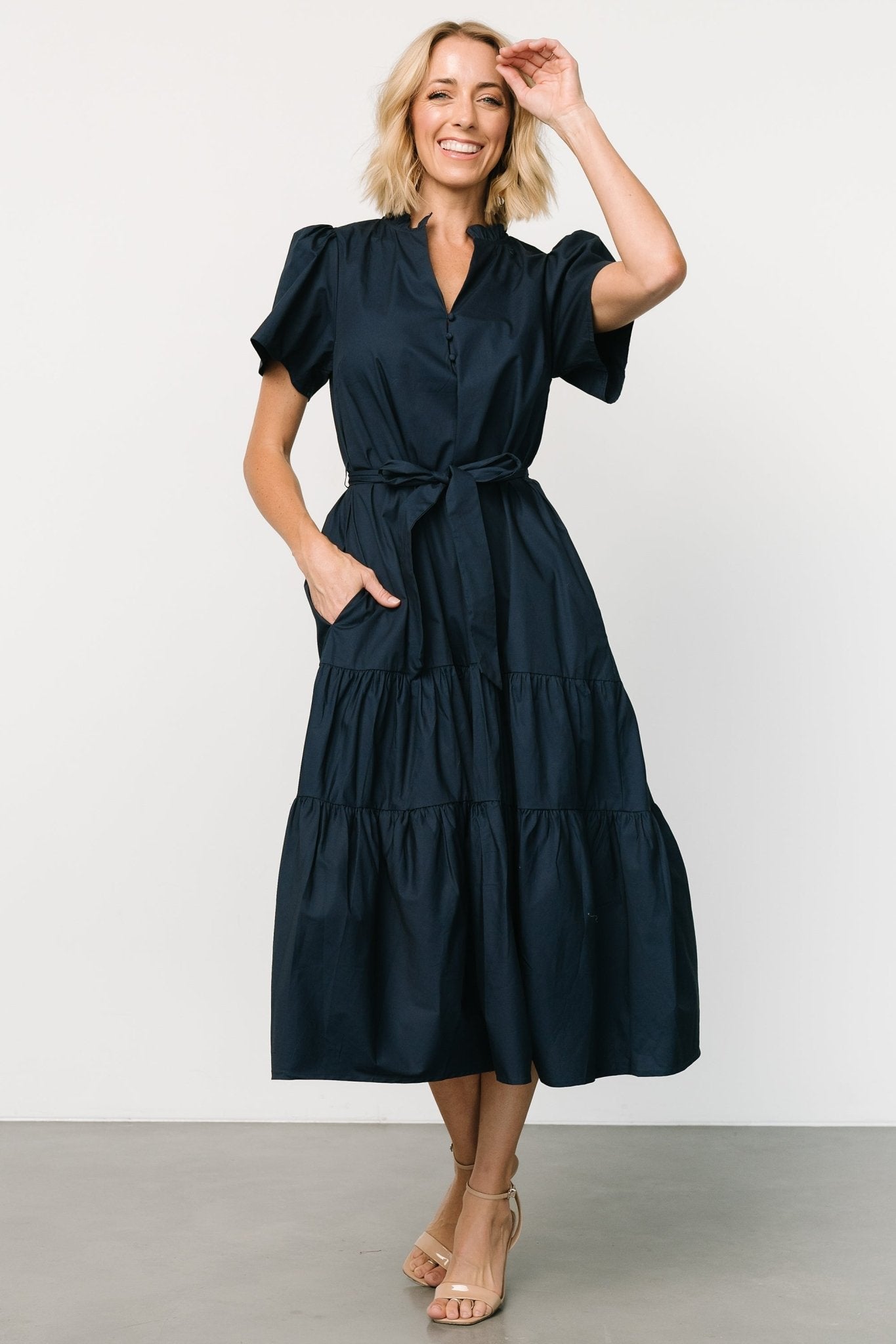 Providence Poplin Dress | Navy-My Beautiful Style