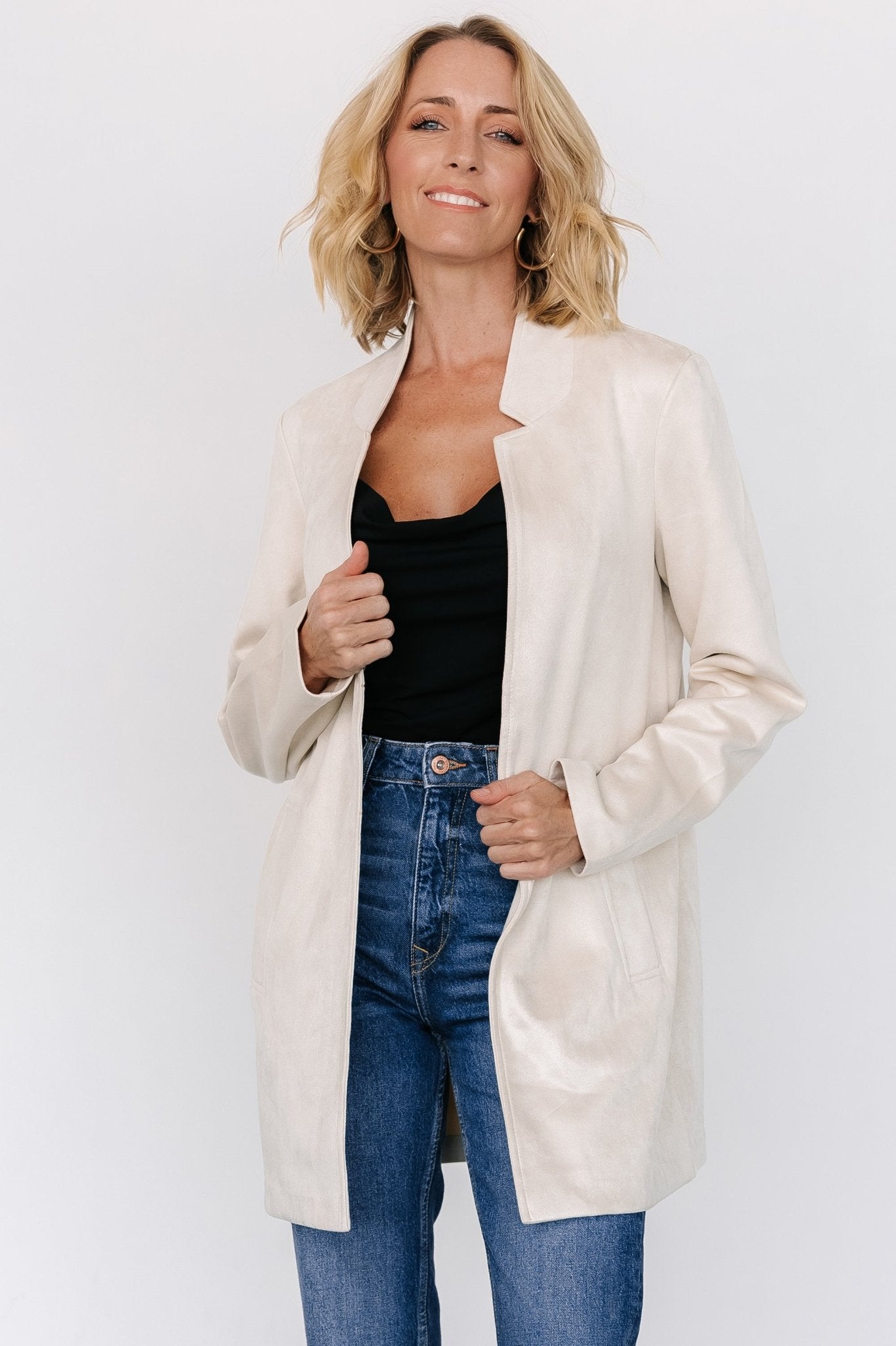 Queenie Faux Suede Jacket | Oatmeal-My Beautiful Style