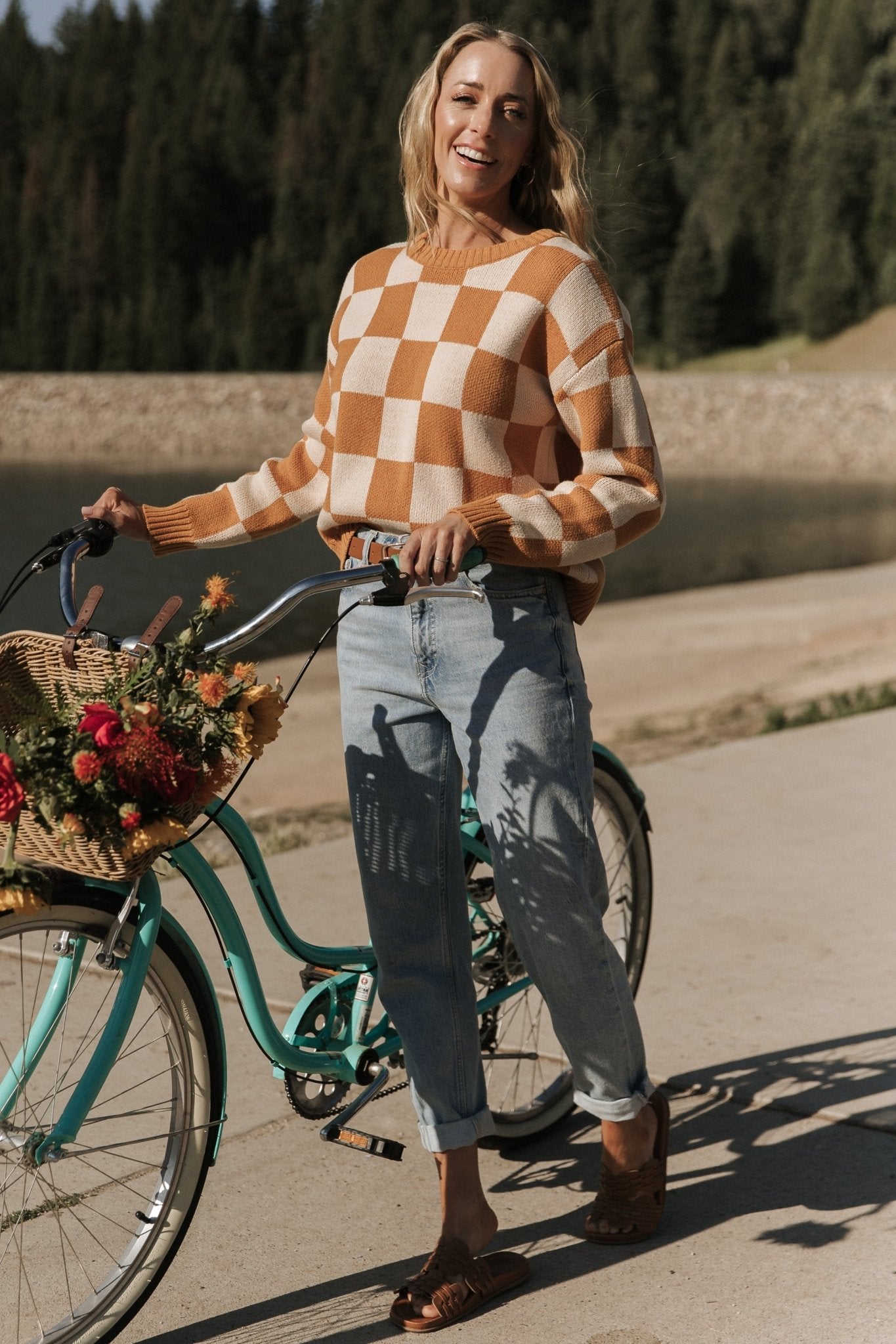 Quincy Checkered Sweater | Pumpkin Spice-My Beautiful Style
