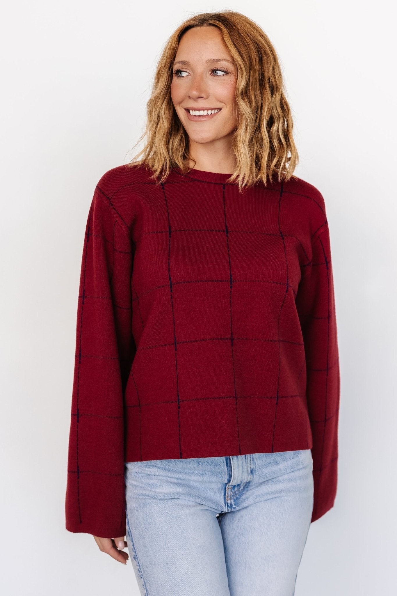 Remington Sweater | Red + Navy-My Beautiful Style