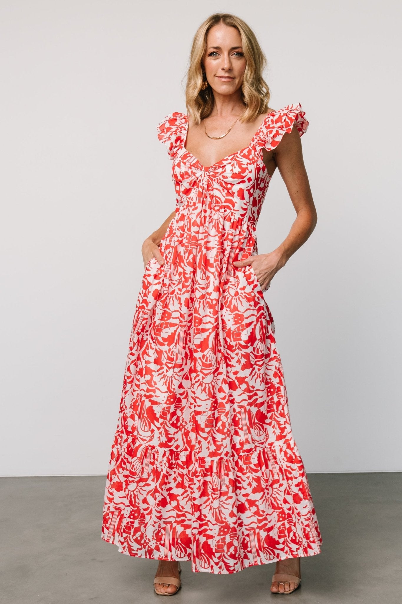 Renee Maxi Dress | White + Red-My Beautiful Style
