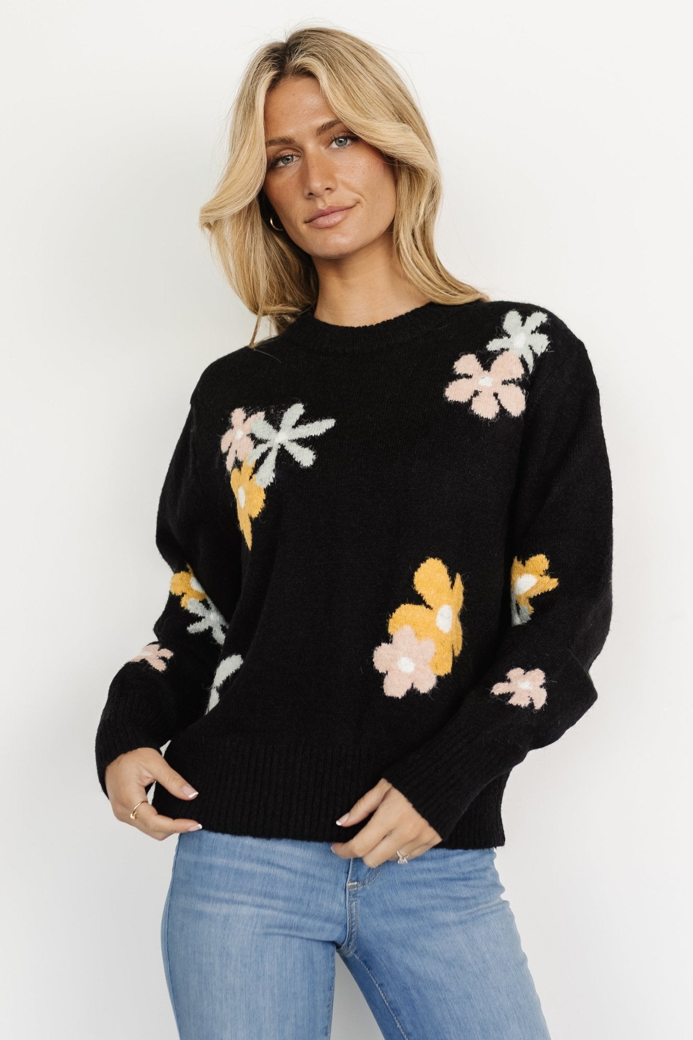 Roxy Sweater | Black Flower-My Beautiful Style