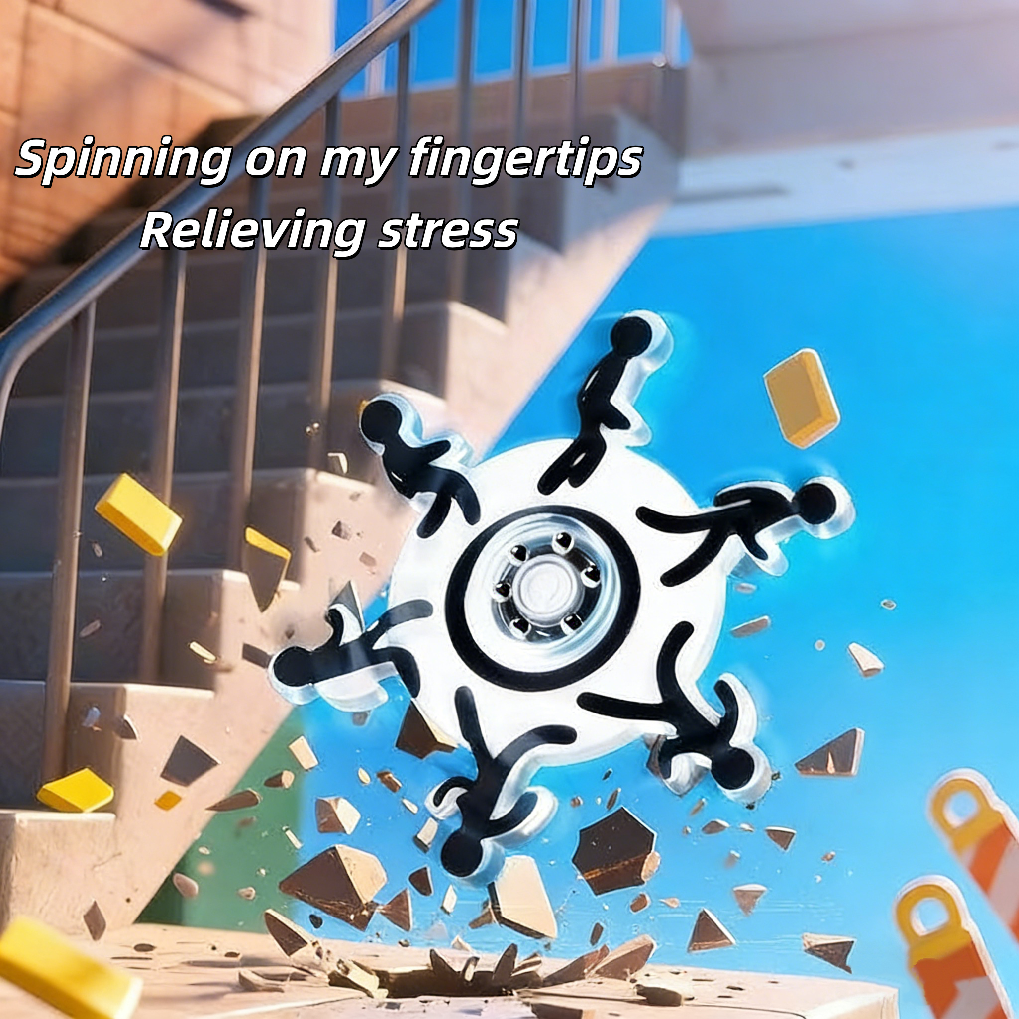 Running Stick Figure Spinning Top