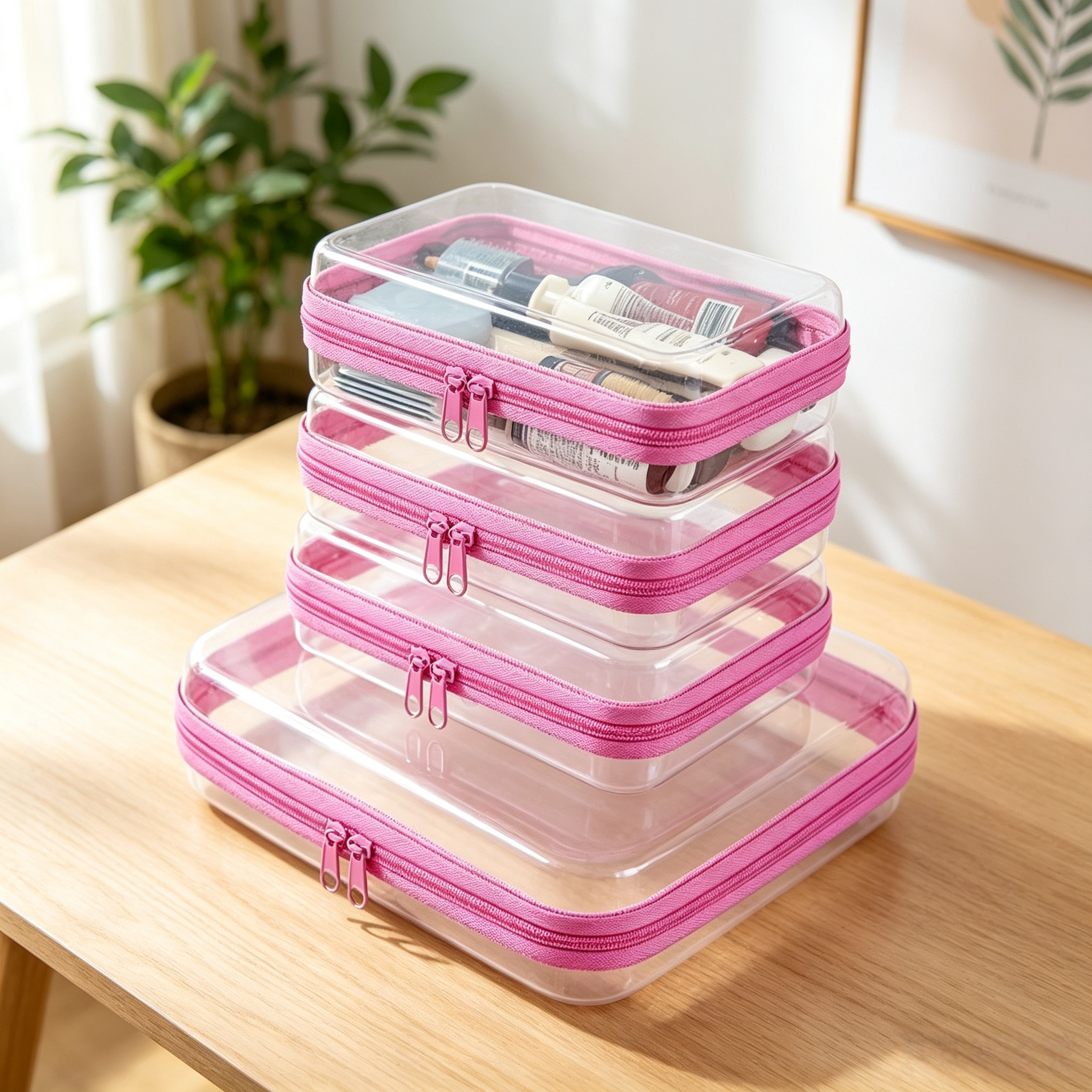 🧳Clear Travel Organizer Set — 1 Medium + 3 Small📦