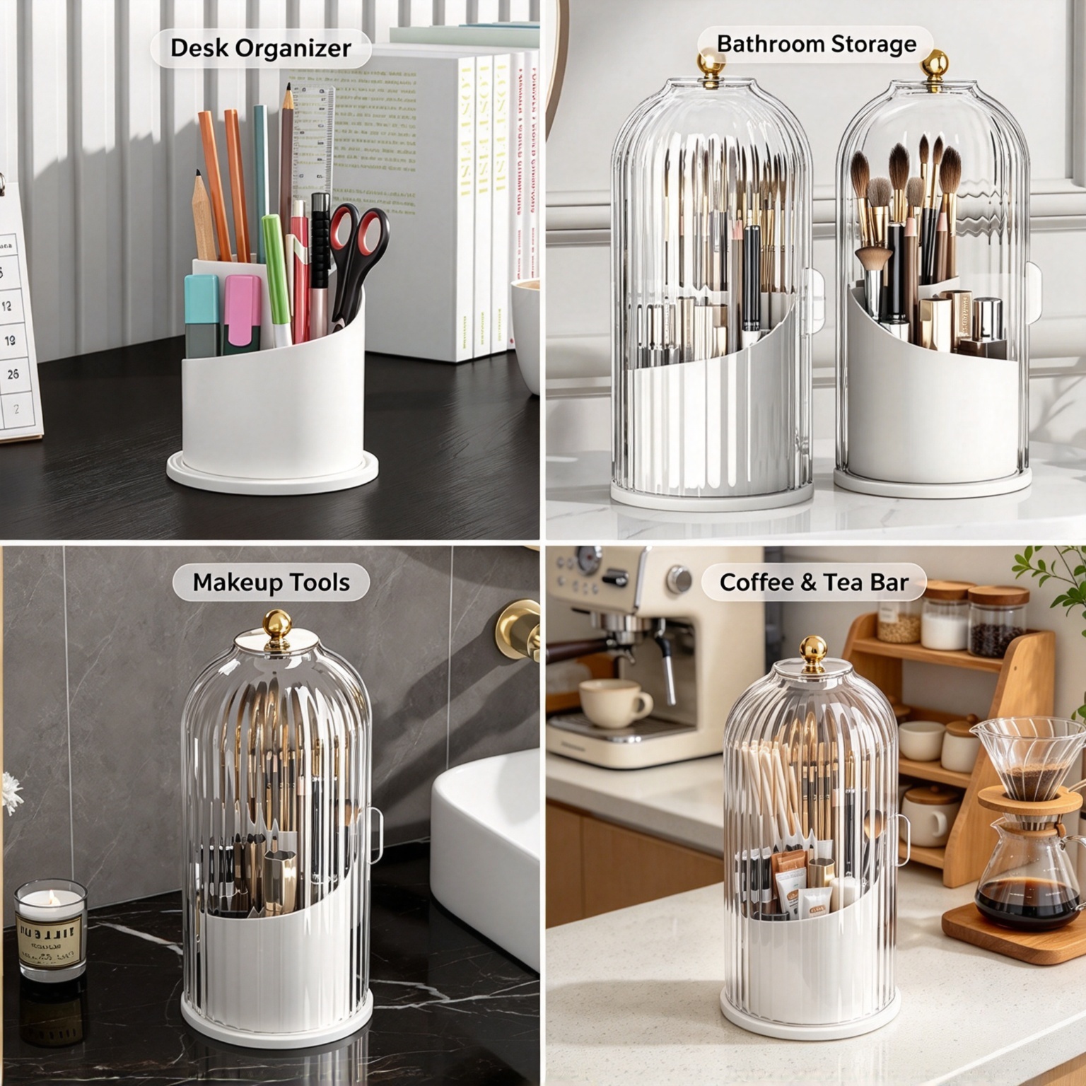 🧴 360° Rotating Storage Organizer — See Everything at a Glance ✨