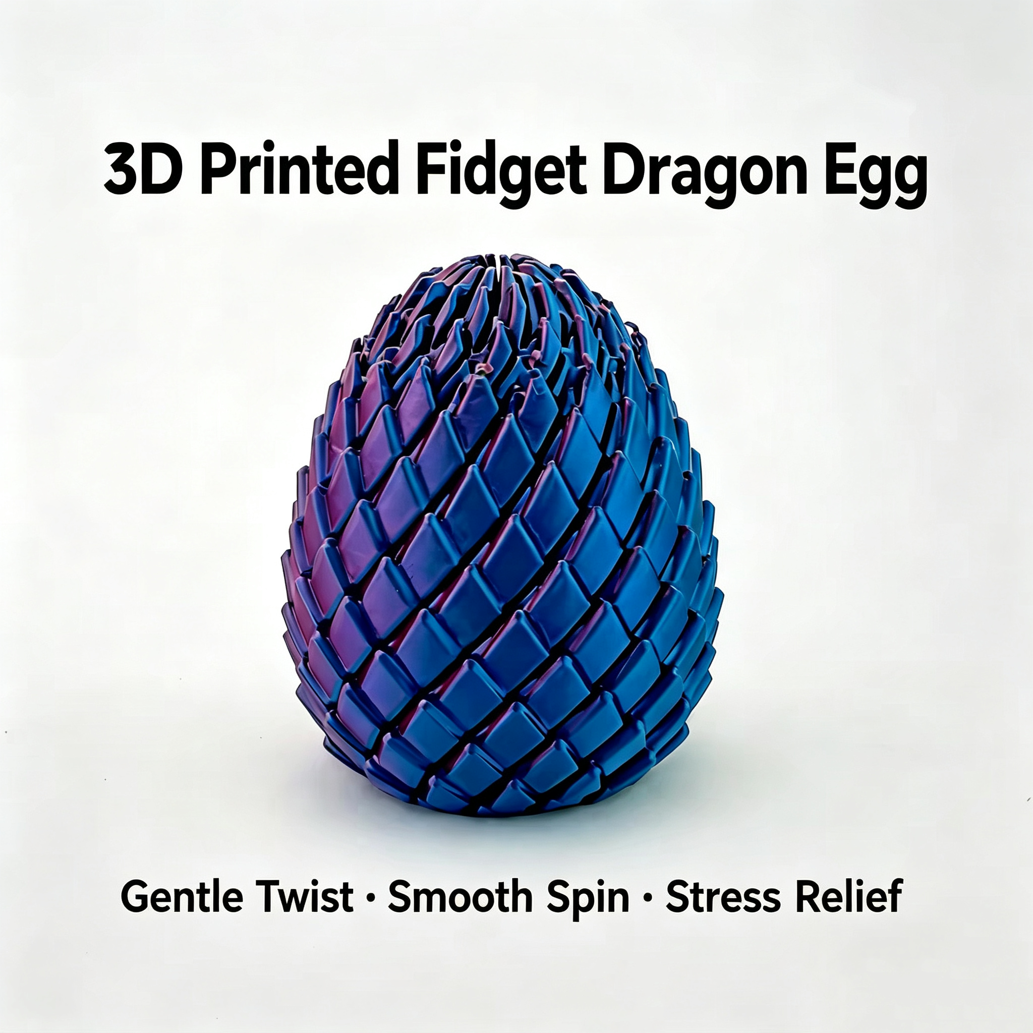 3D‑Printed Articulated Dragon Egg Fidget Toy, Pull & Twist Stress‑Relief Sensory Toy for Adults & Teens, Desk Decor Gift, Multiple Colors