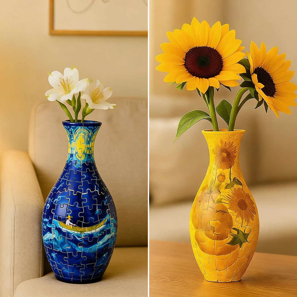 Elegant 3D Puzzle Vase – Suitable for Real Flowers