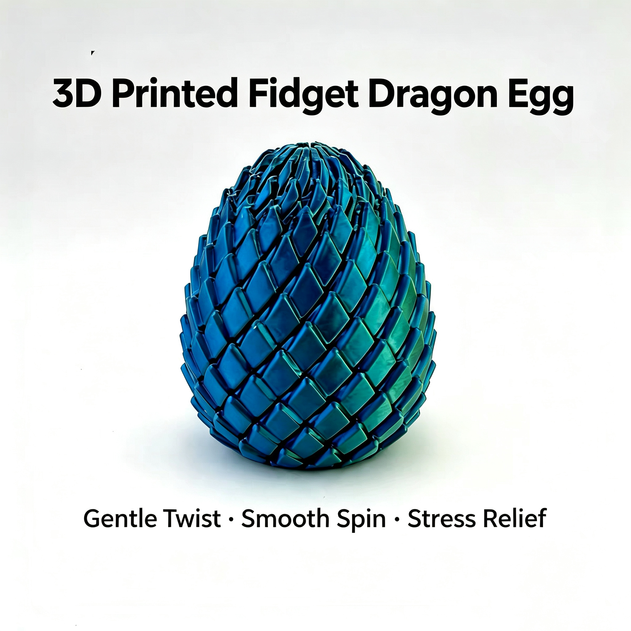 3D‑Printed Articulated Dragon Egg Fidget Toy, Pull & Twist Stress‑Relief Sensory Toy for Adults & Teens, Desk Decor Gift, Multiple Colors