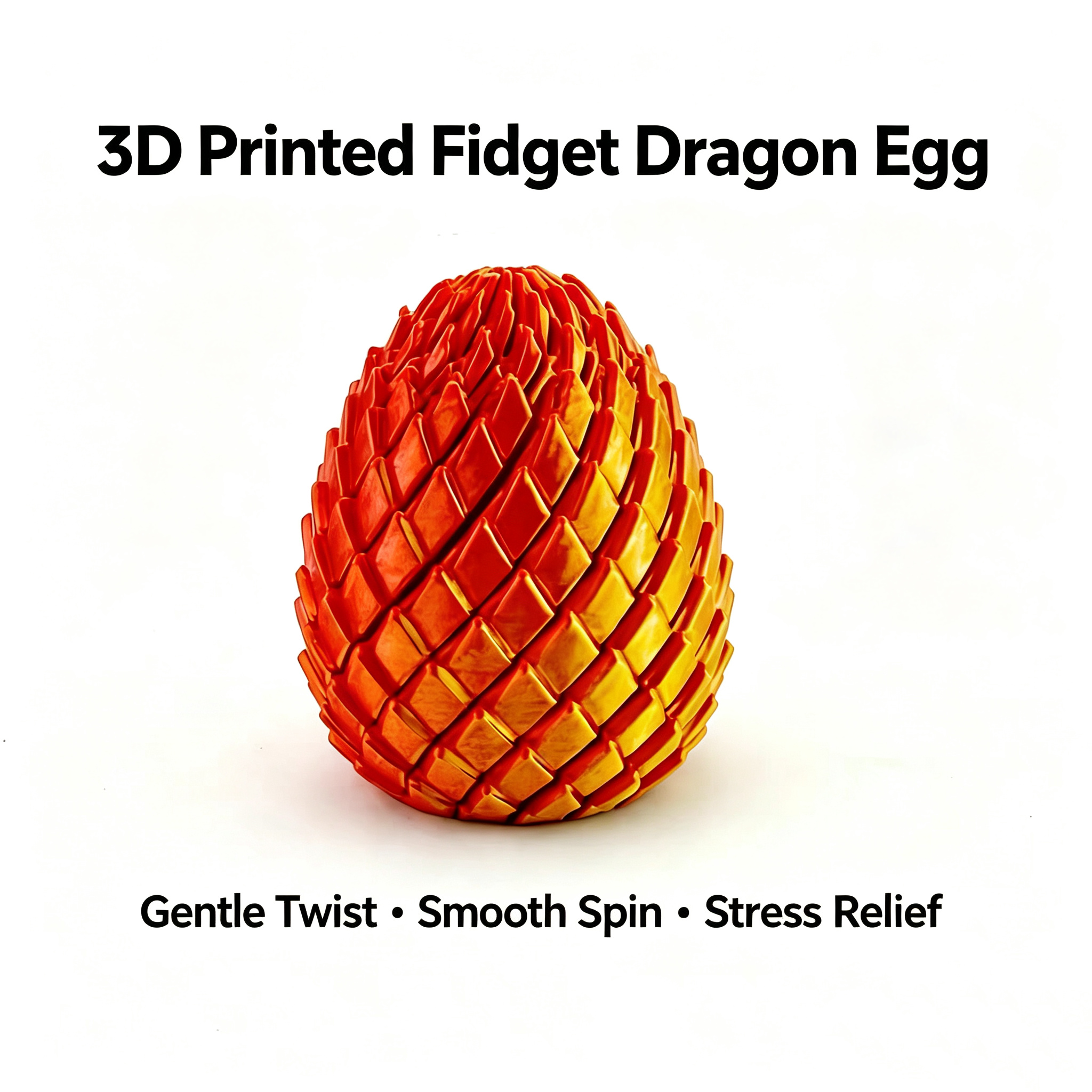 3D‑Printed Articulated Dragon Egg Fidget Toy, Pull & Twist Stress‑Relief Sensory Toy for Adults & Teens, Desk Decor Gift, Multiple Colors