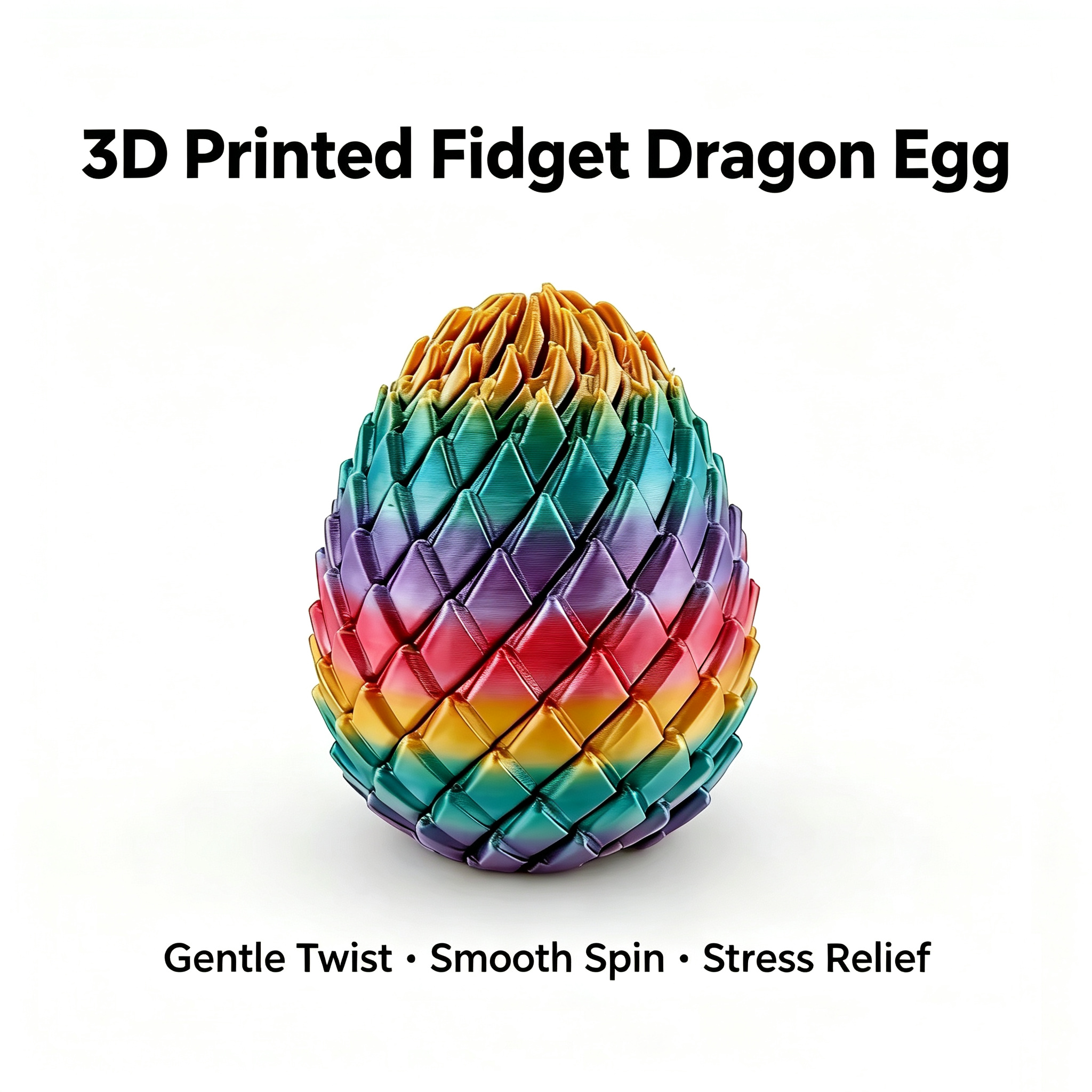 3D‑Printed Articulated Dragon Egg Fidget Toy, Pull & Twist Stress‑Relief Sensory Toy for Adults & Teens, Desk Decor Gift, Multiple Colors
