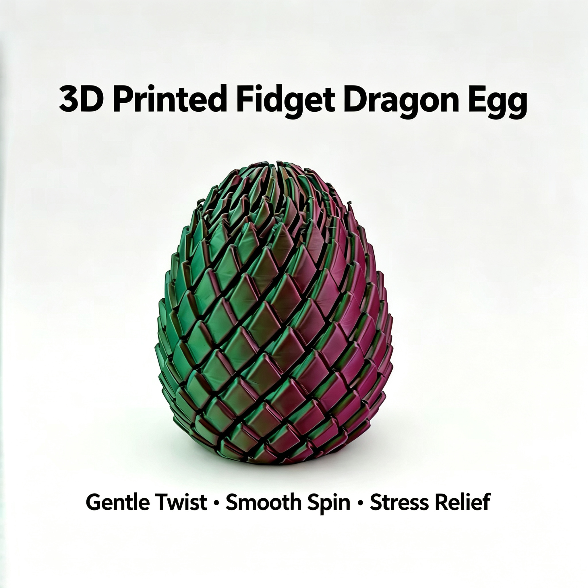 3D‑Printed Articulated Dragon Egg Fidget Toy, Pull & Twist Stress‑Relief Sensory Toy for Adults & Teens, Desk Decor Gift, Multiple Colors