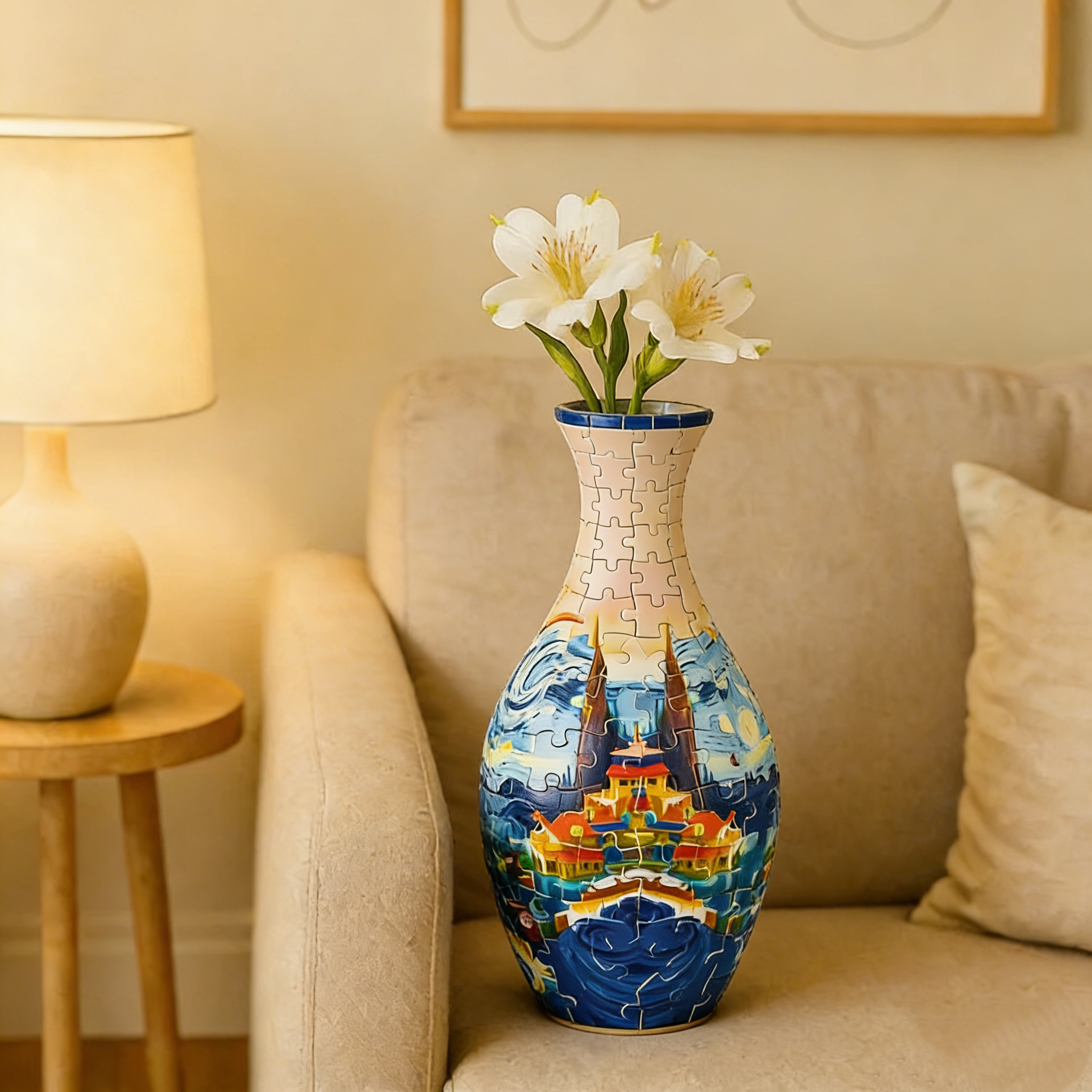 Elegant 3D Puzzle Vase – Suitable for Real Flowers