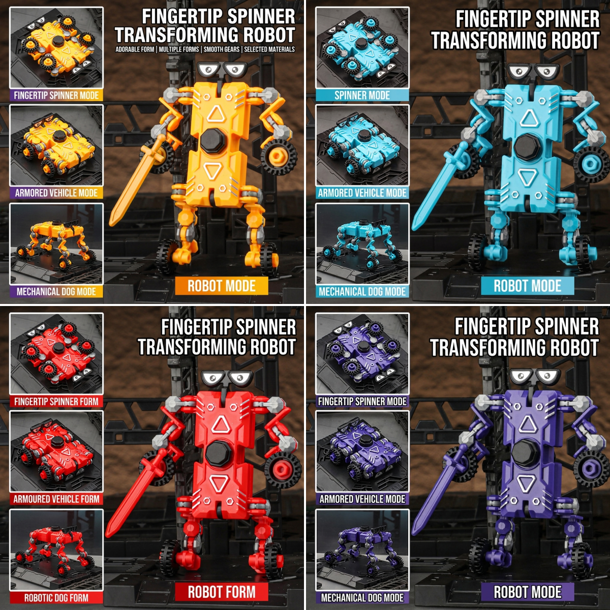 MechMorph 4-in-1 Deforming Robot Fidget Spinner | Interactive Desk & Gyro Toy