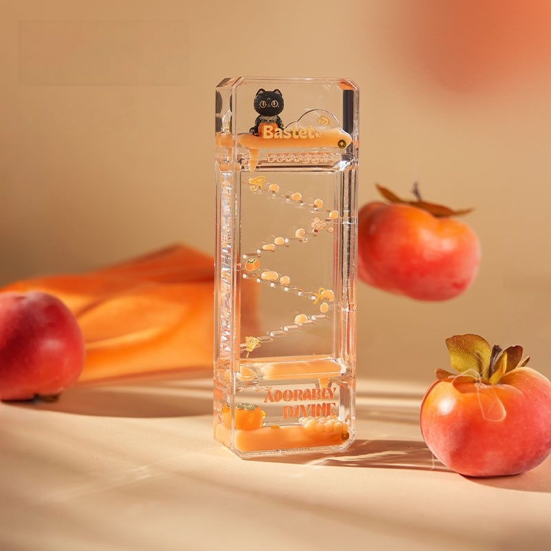 Aesthetic Persimmon Oil Hourglass Liquid Motion Timer - Creative Desk Ornament, Stress Relief Gift & Home Decor