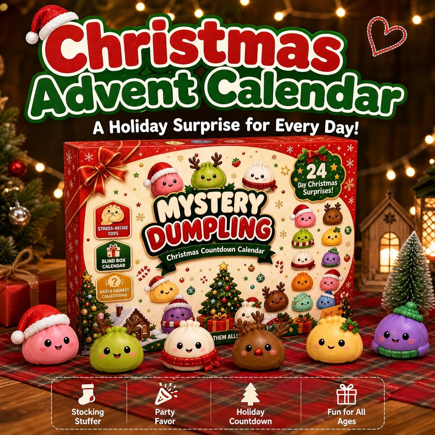 🥟 Dumpling Squishy Advent Calendar 🎄 – 24 Days of Cute & Satisfying Surprises