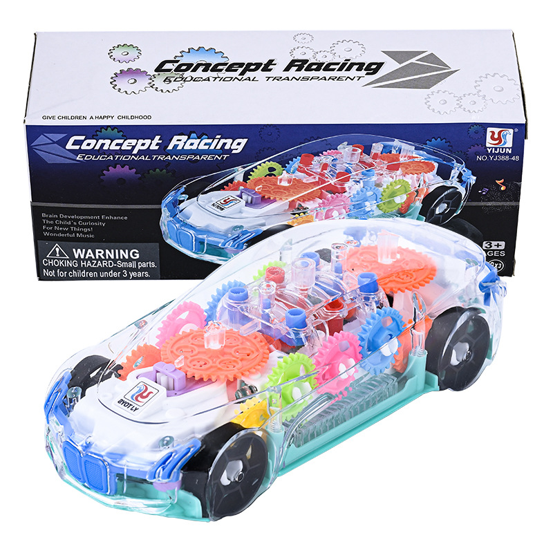 🚗🎨Transparent Gear Concept Car Children's Toy Vehicle Electric Music Lights Omnidirectional Concept Car Omnidirectional Driving Vehicle