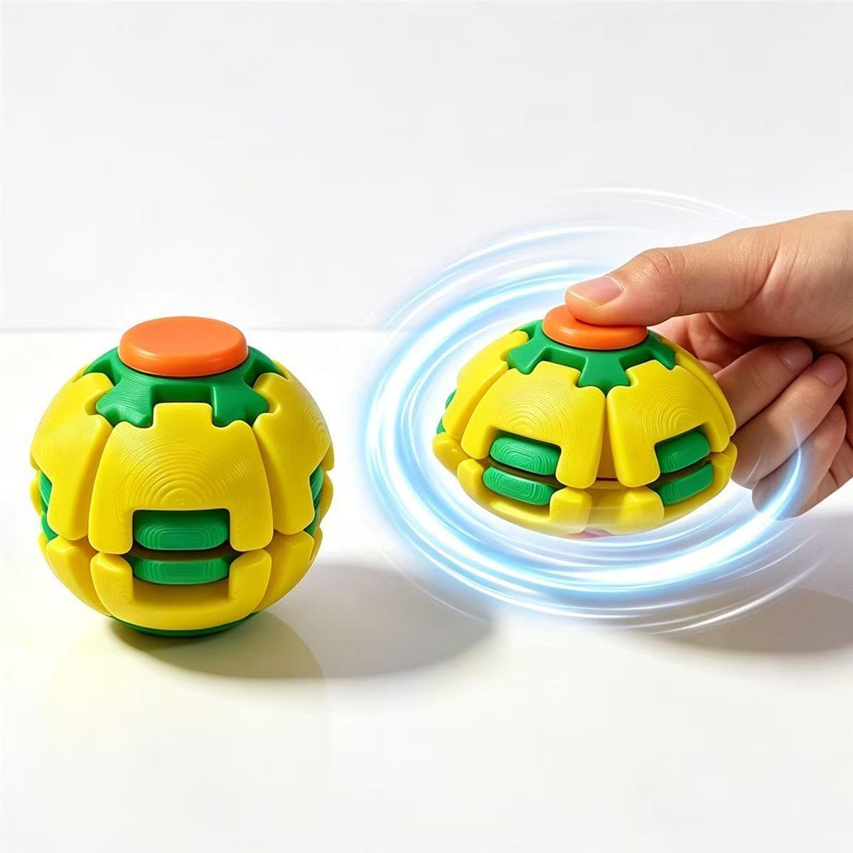 Press & Spin Fidget Relief Ball, Portable Rotating Sensory Stress Toy