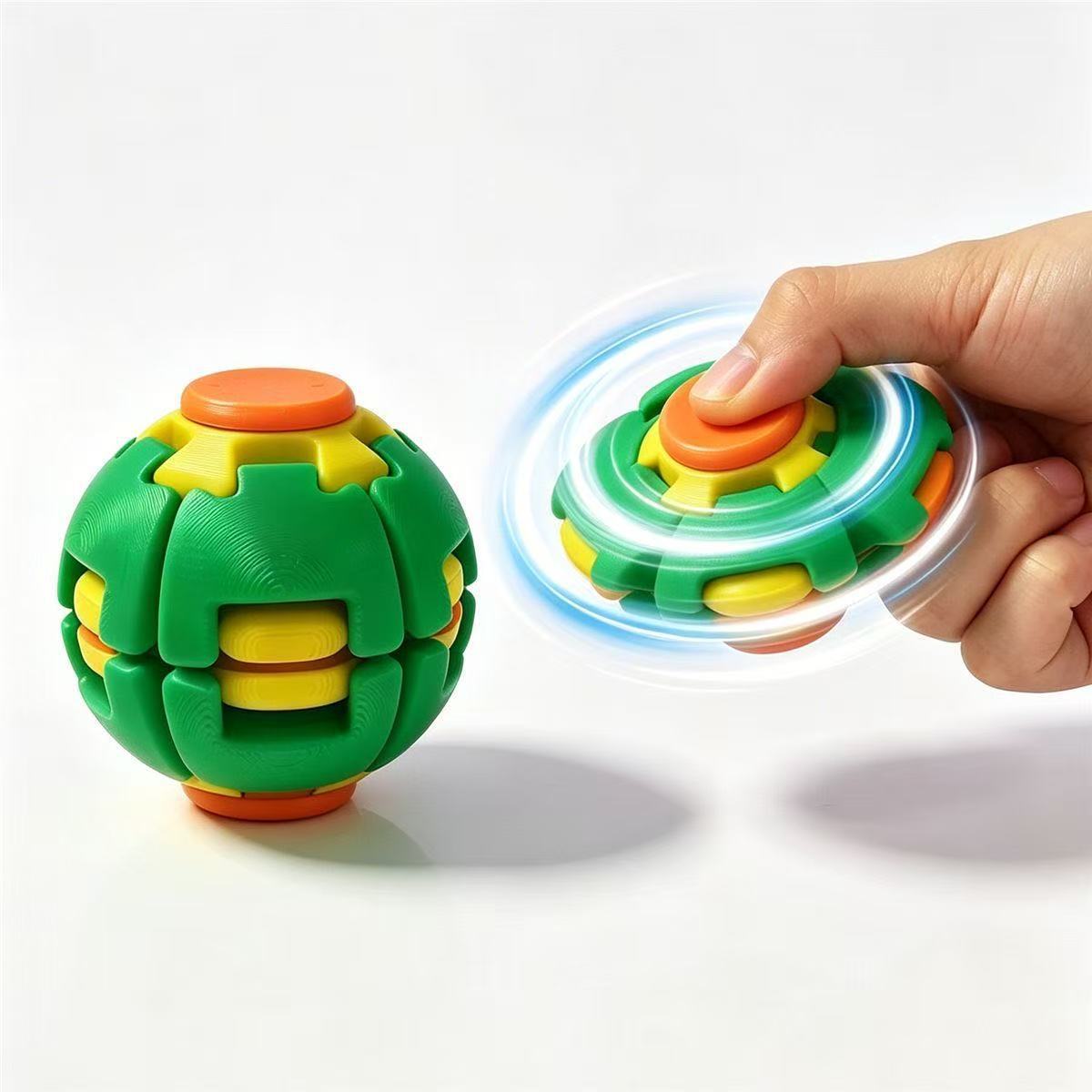 Press & Spin Fidget Relief Ball, Portable Rotating Sensory Stress Toy