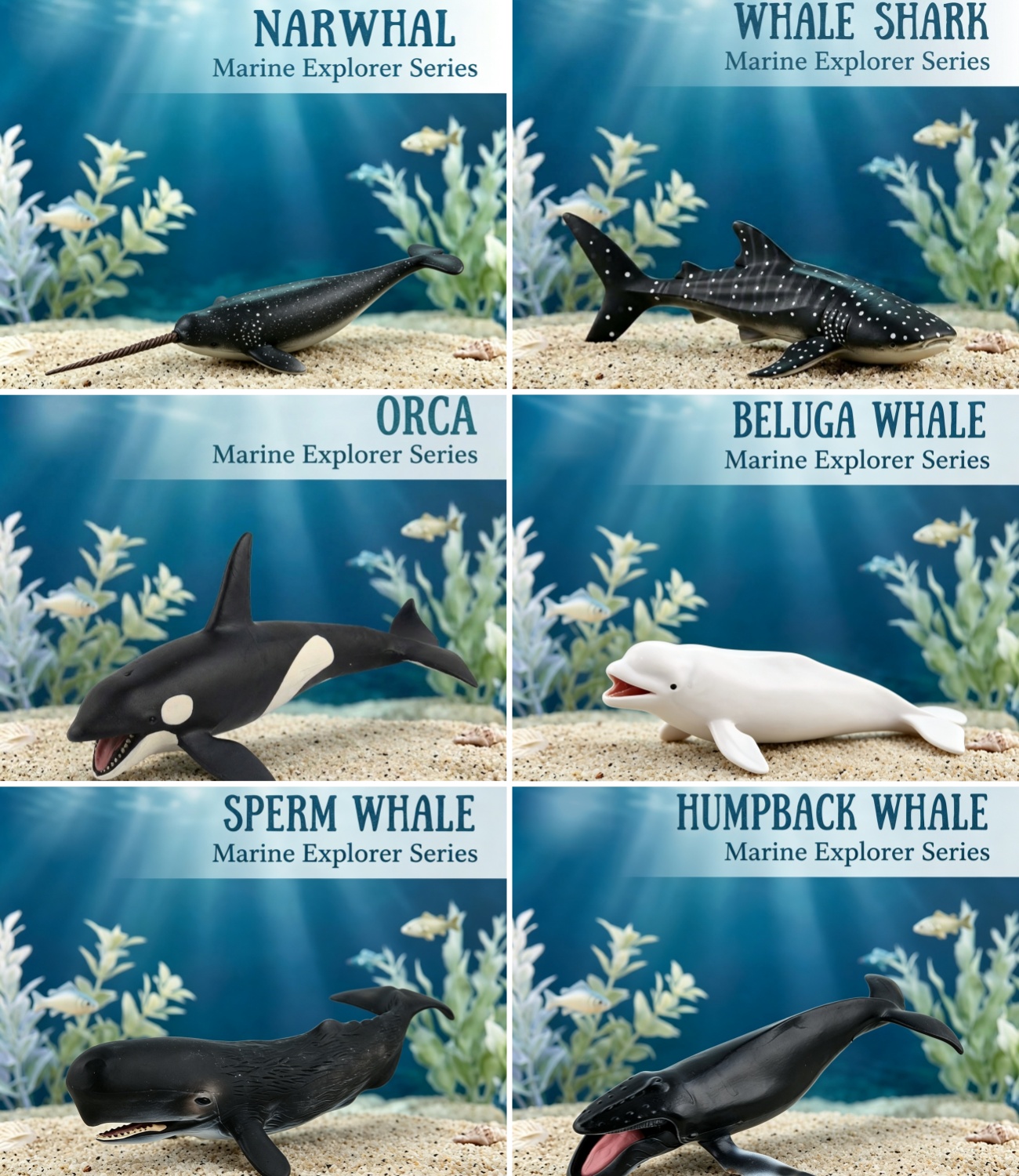 Educational Marine Life Discovery Kit: Lifelike Whale & Shark Models for Gifts & Decor