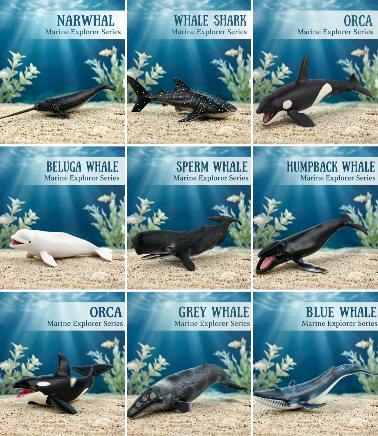 Educational Marine Life Discovery Kit: Lifelike Whale & Shark Models for Gifts & Decor